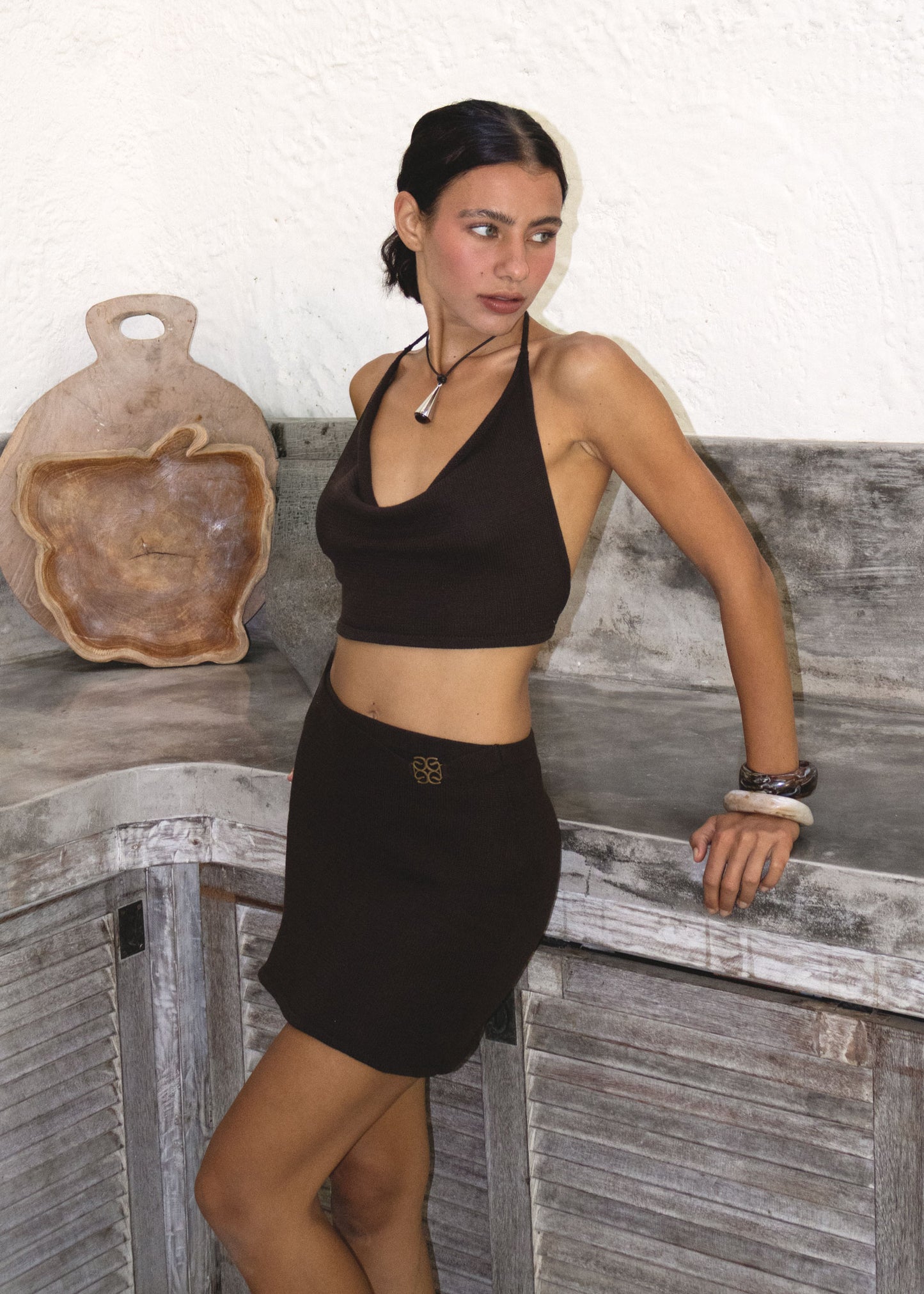 KAIRA MINI SKIRT BROWN